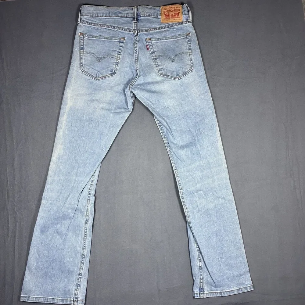 Levis Jeans Mens 31x32 Blue 527 Slim Bootcut Western Cowboy Faded Denim Pants